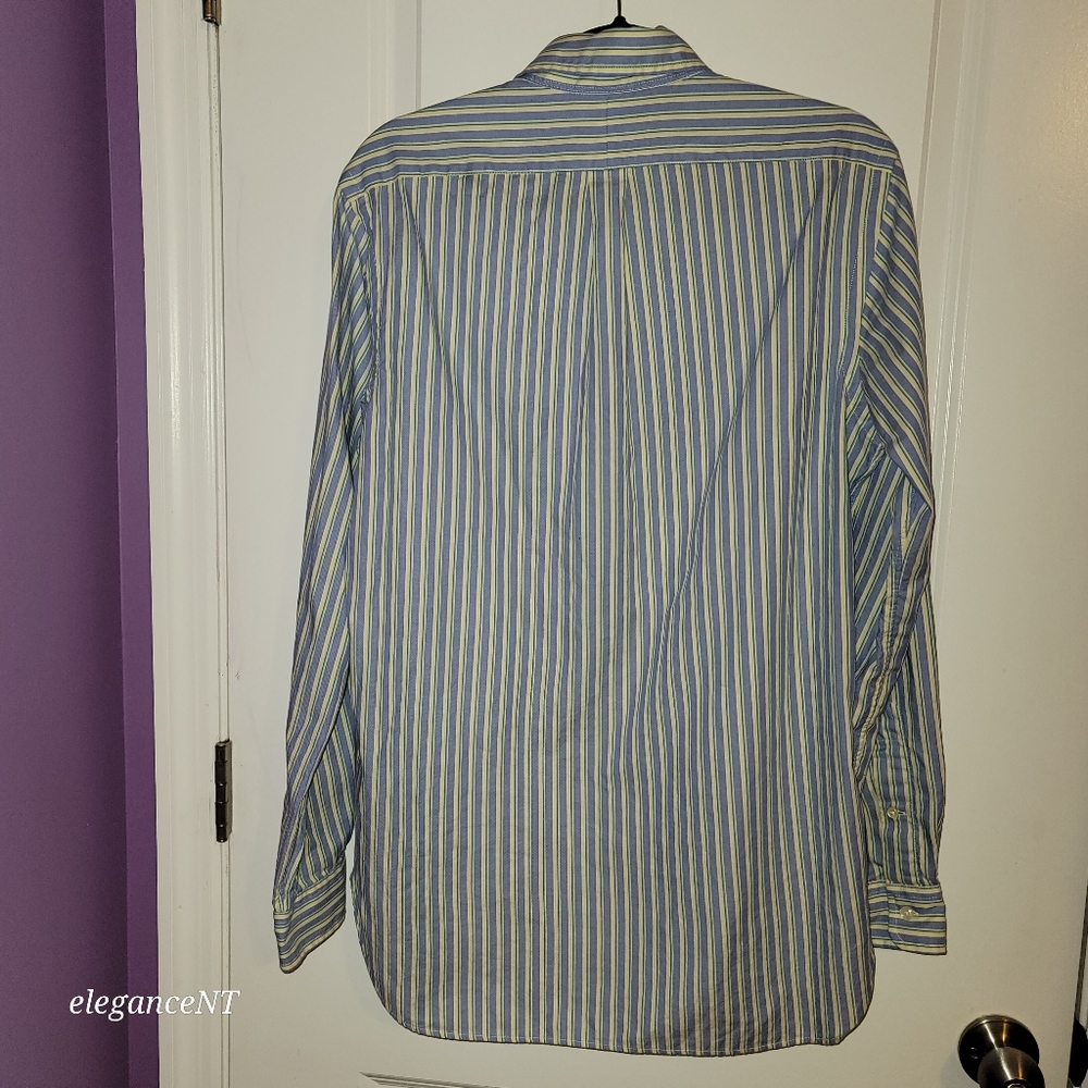 Ralph Lauren Men's Blue Striped Button Down Shirt  Sz: 15/38 - Picture 7 of 9